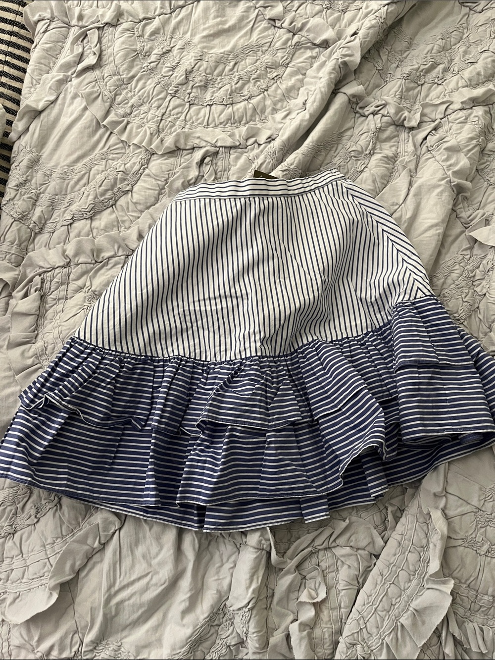 J. Crew White and Navy Striped Elastic Waist Skirt
